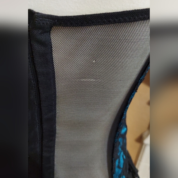 Frederick's of Hollywood Teal & Black Lace Bustier Corset Lingerie Size 36 Sexy - Picture 7 of 8